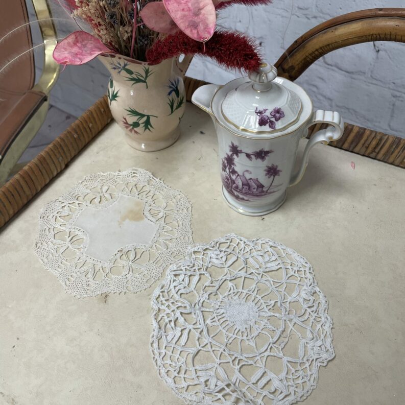 napperon rond vintage crochet textile arts de la table