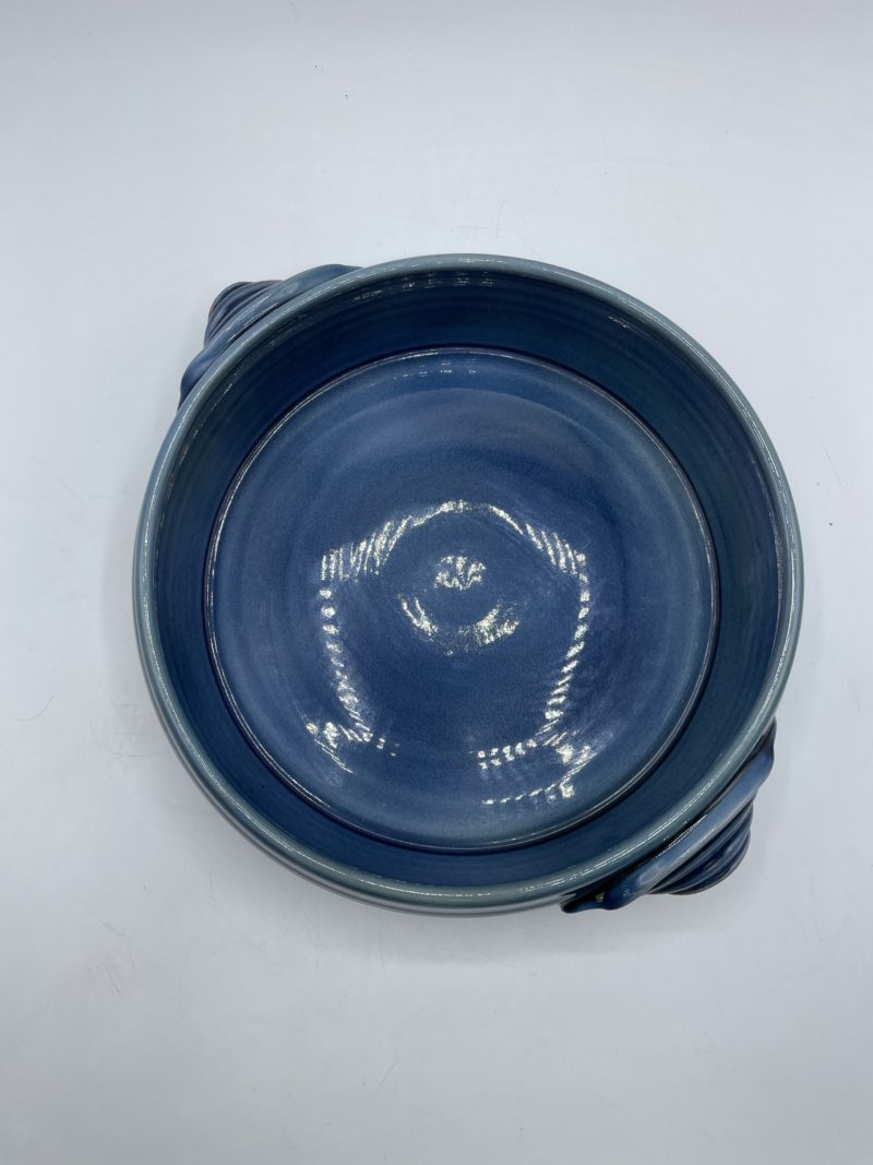 Grand plat rond pour four vintage en céramique bleue – Image 5