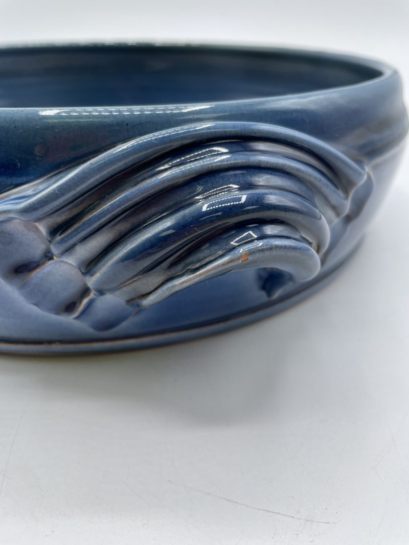 Grand plat rond pour four vintage en céramique bleue – Image 4