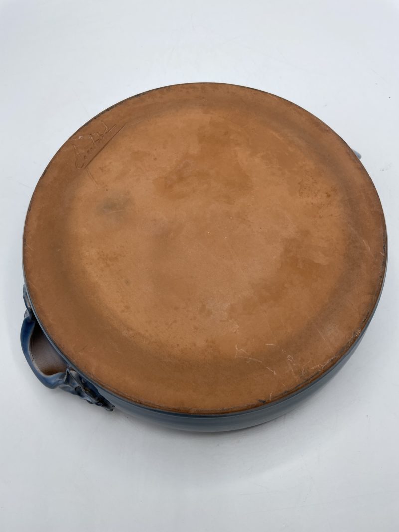 Grand plat rond pour four vintage en céramique bleue – Image 2