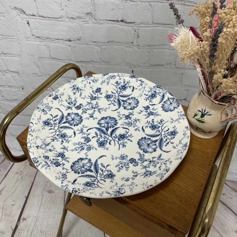 plat rond assiette vintage vaisselle faience porcelaine gien bleu