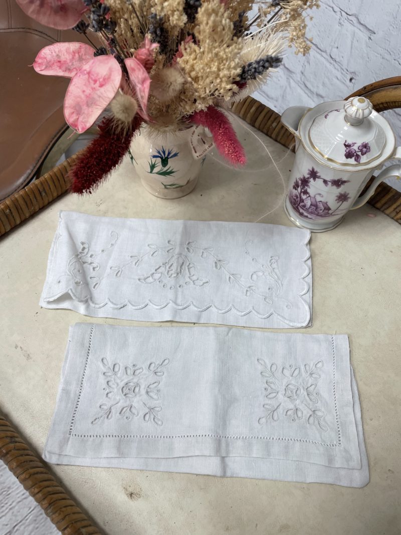 porte serviette de table vintage lin broderie