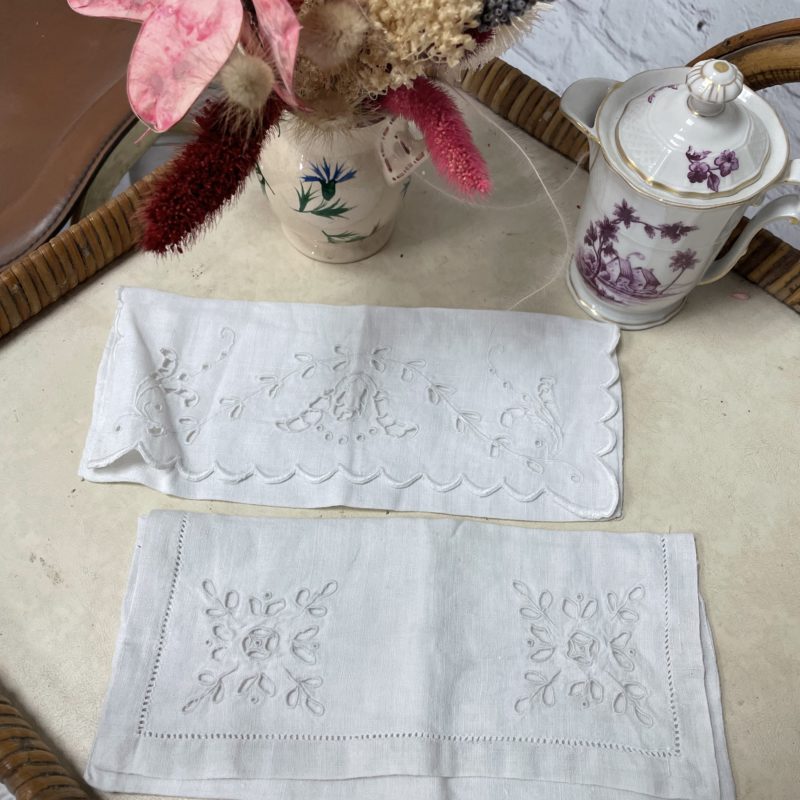 porte serviette de table vintage lin broderie