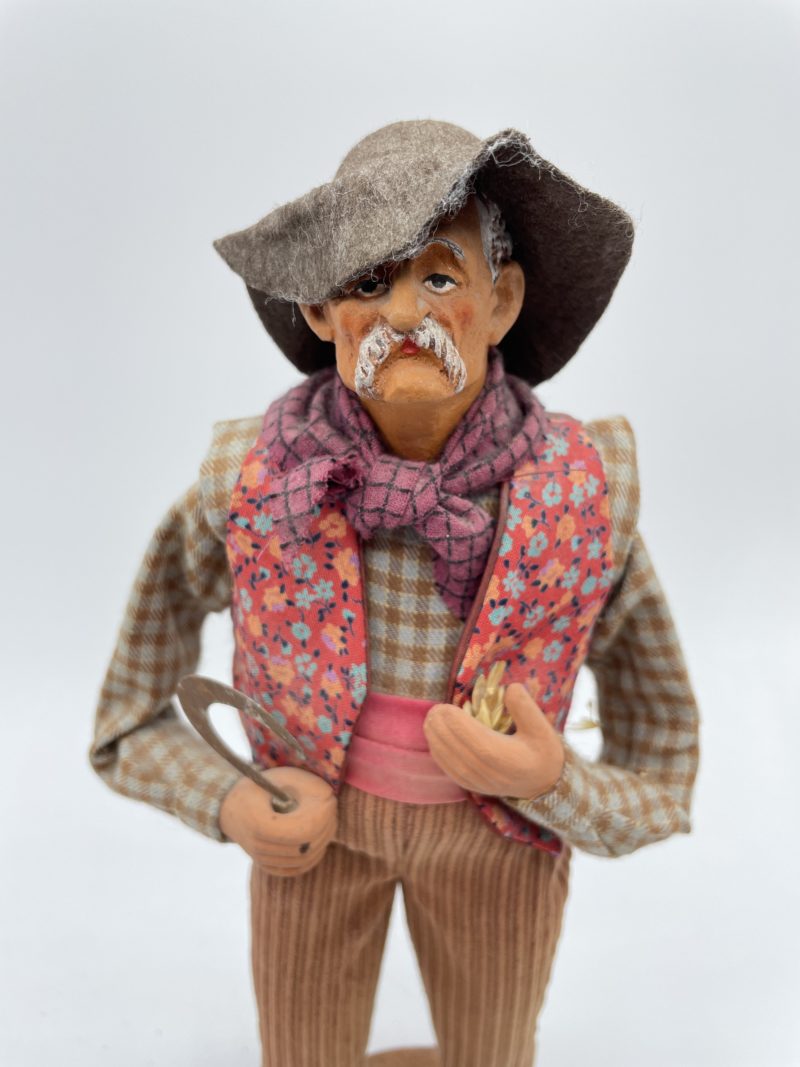Duo de santons de grande taille collection Jouglas vieille au fagot et paysan – Image 3
