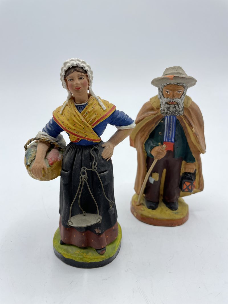 Duo petits santons de collection Carbonel et Fouque poissonnière et homme à la lanterne – Image 7