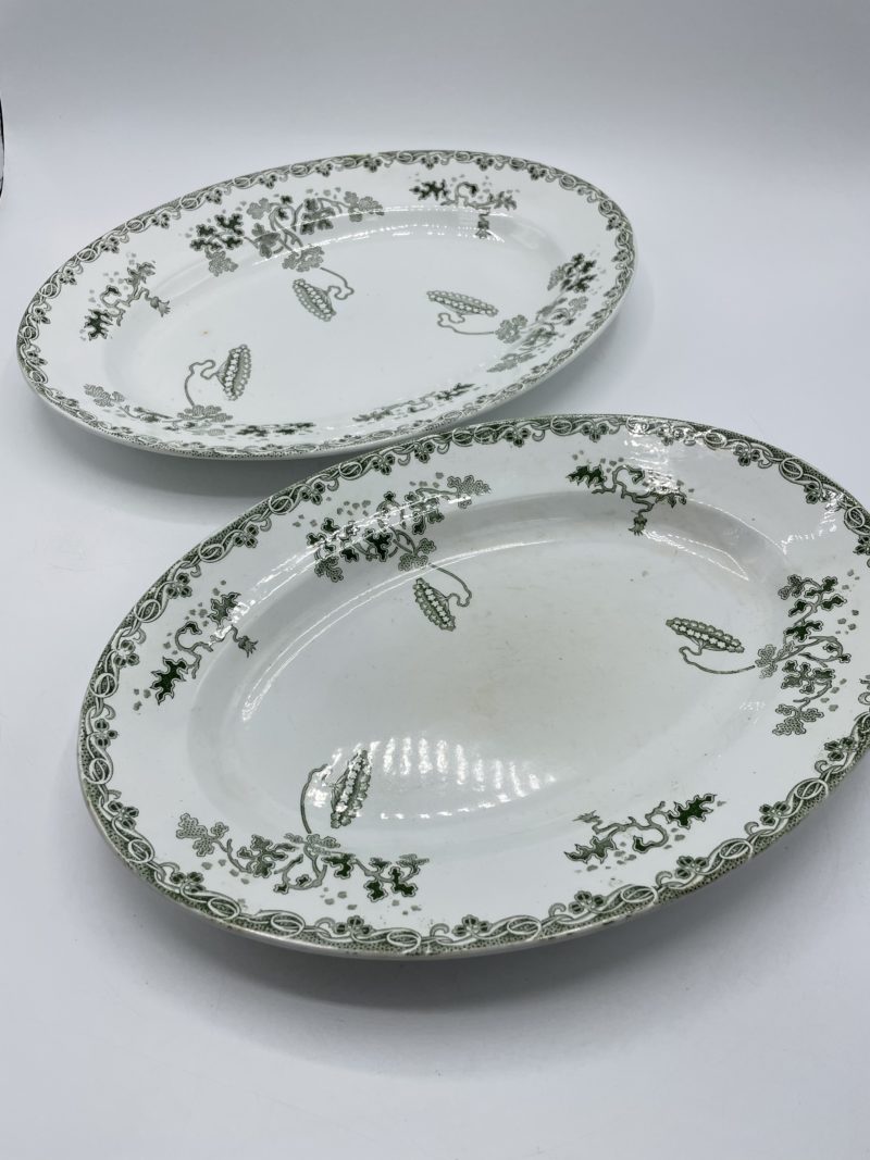 Service vintage faïence Saint Amand Hamage 16 pièces  vert – Image 14
