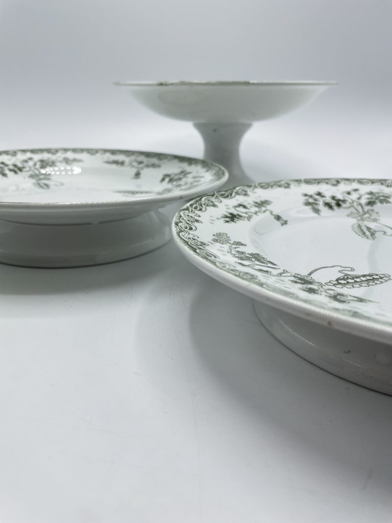 Service vintage faïence Saint Amand Hamage 16 pièces  vert – Image 9