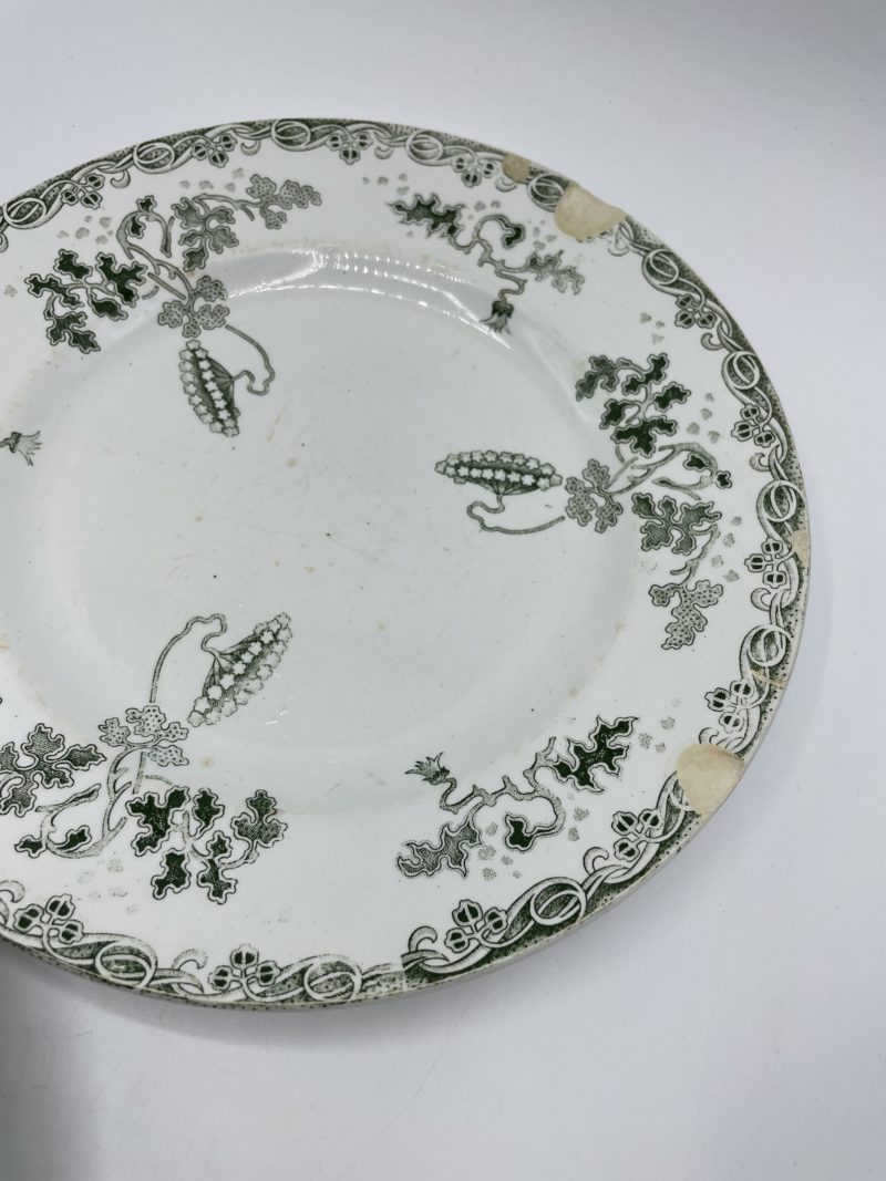 Service vintage faïence Saint Amand Hamage 16 pièces  vert – Image 25