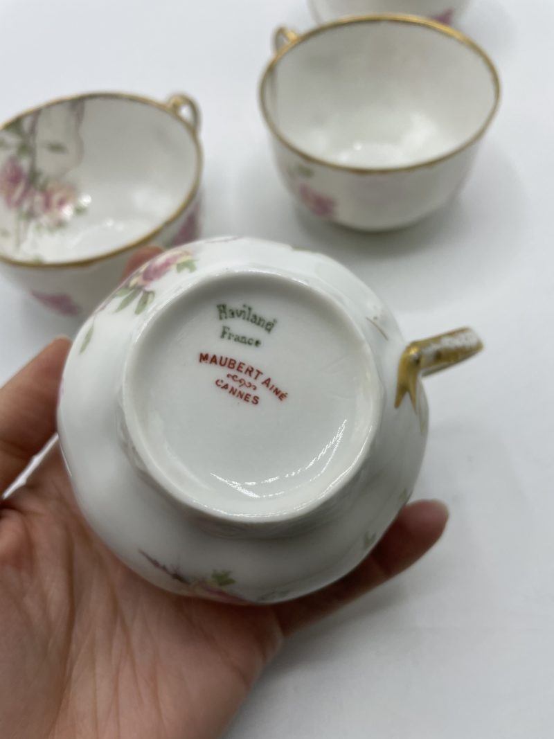 Tasses à thé porcelaine Haviland France décor Maubert Ainé – Image 4