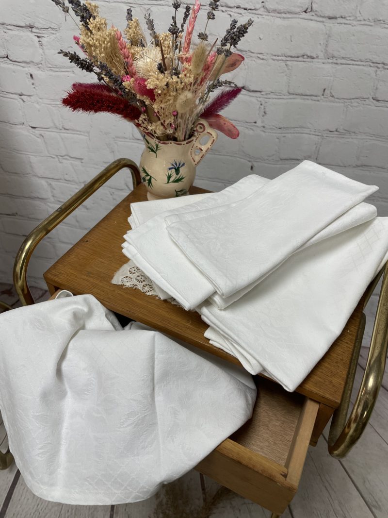 serviettes table vintage coton fleuri