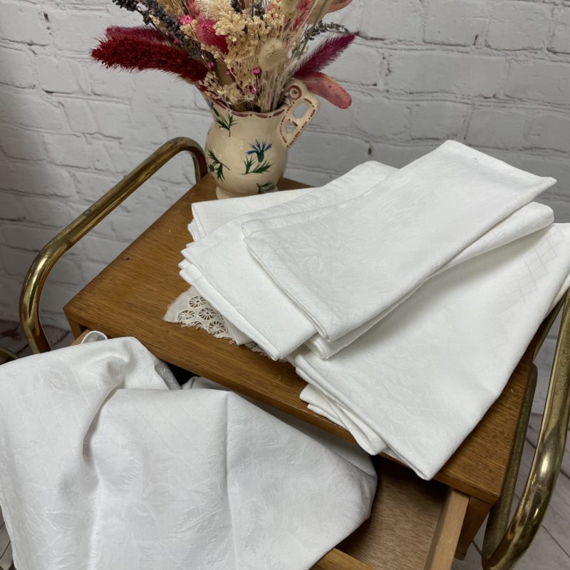 serviettes table vintage coton fleuri