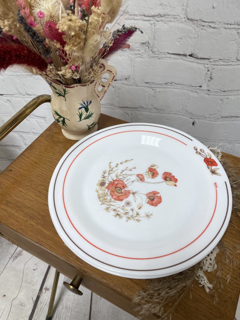 assiette vintage arcopal coquelicot olida