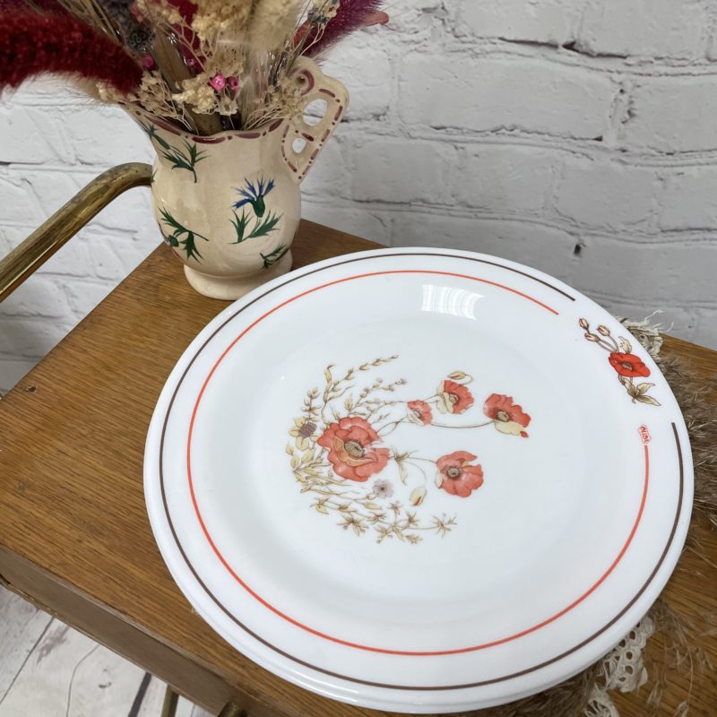 assiette vintage arcopal coquelicot olida