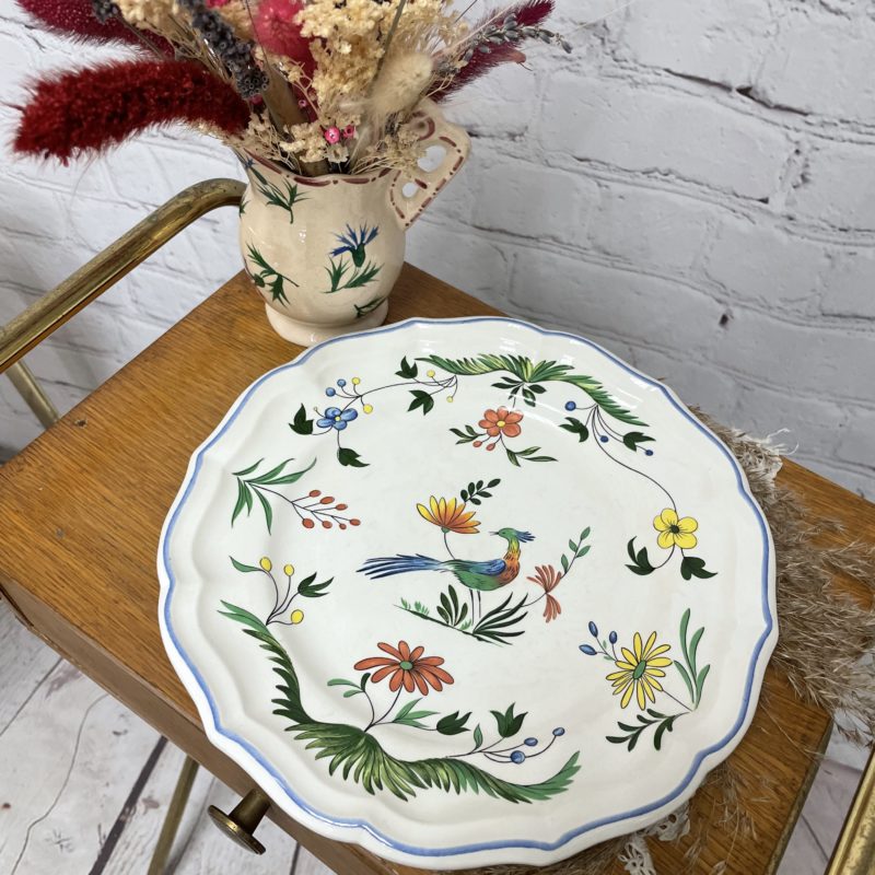 assiette vaisselle vintage porcelaine gien oiseaux paradis