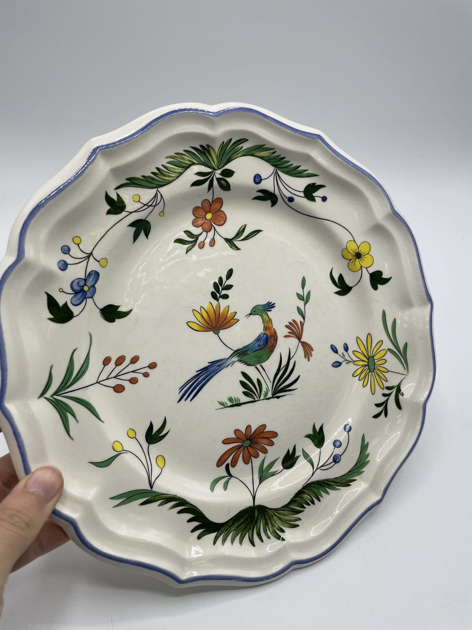 Assiette vintage Oiseaux de paradis Gien Ressourcerie Histoires Sans Fin