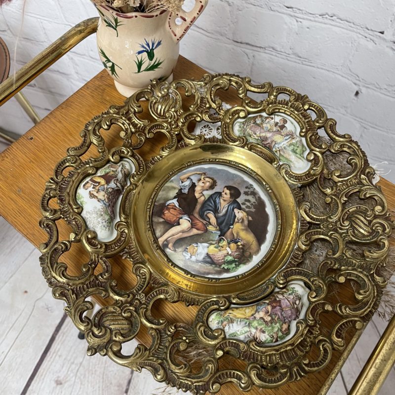 assiette vintage bronze porcelaine collection