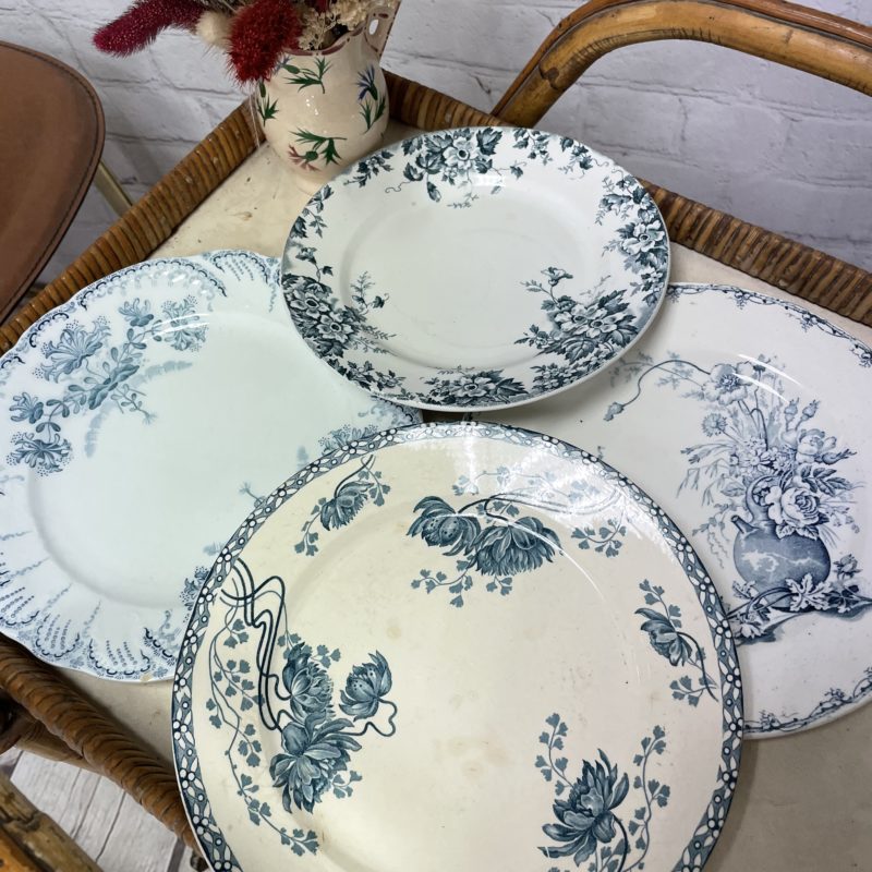 assiettes depareillees vaisselle vintage bleu luneville sarreguelines saint hamand hamage