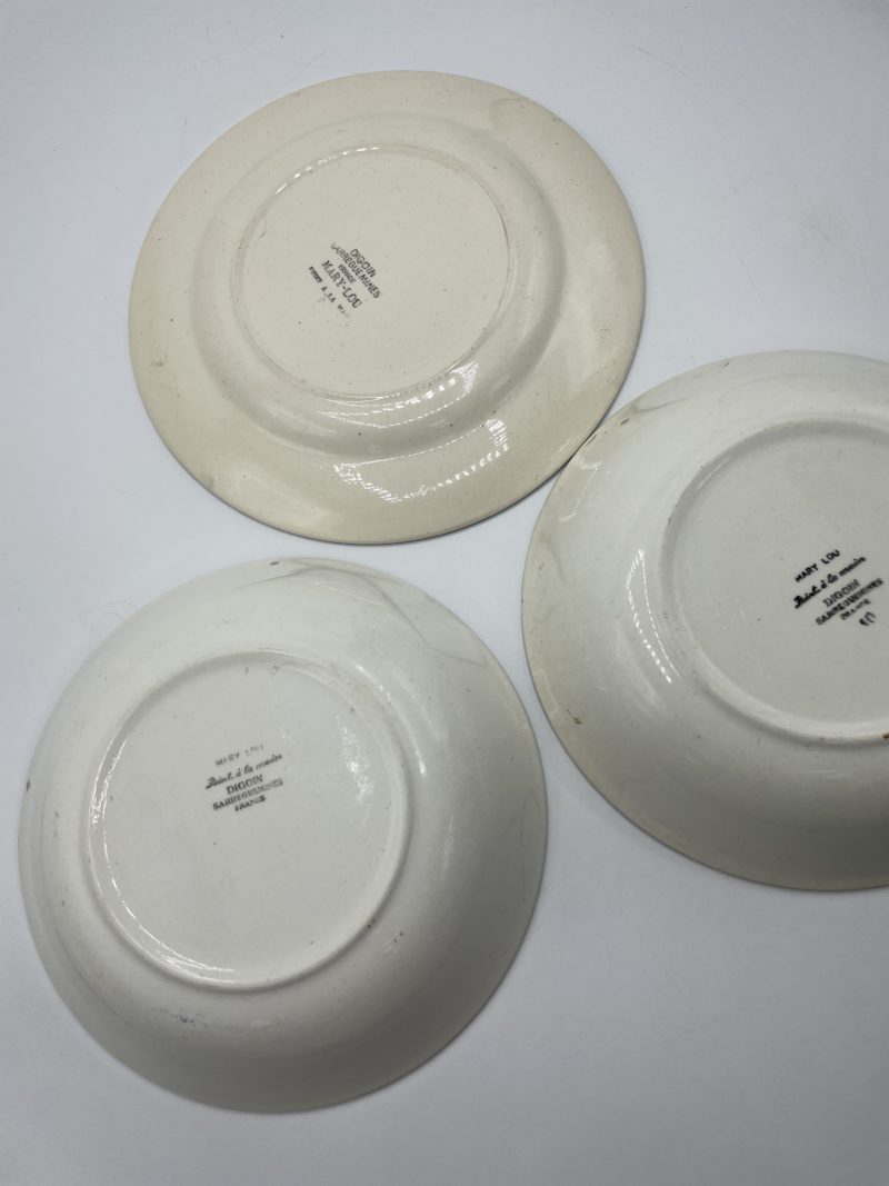 Lot de 3 assiettes vintage Digoin Sarreguemines décor Mary Lou – Image 2