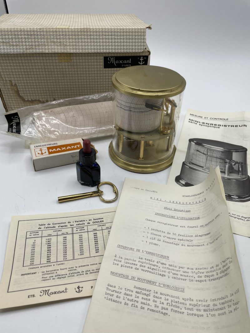 Baromètre vintage Maxant Paris LM mini enregistreur série synoptique – Image 5