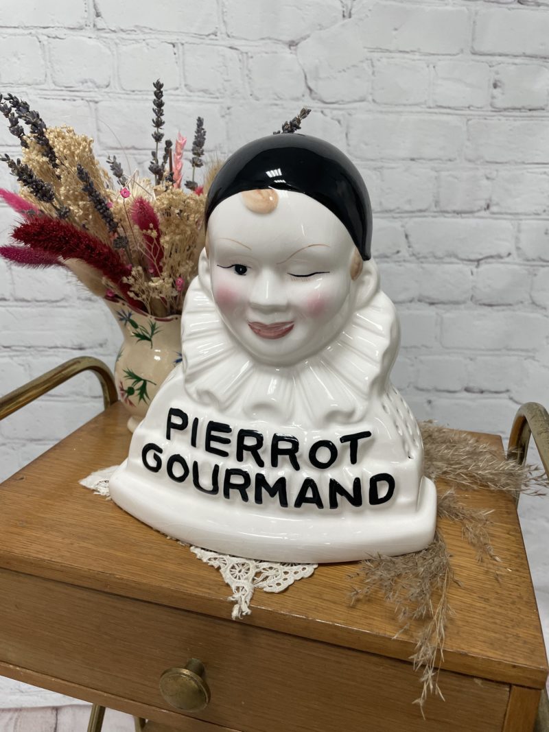 buste pierrot gourmand ceramique presentoir sucettes vintage