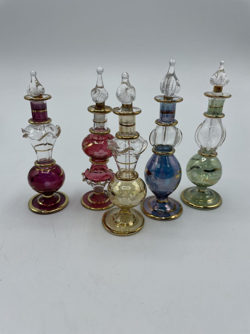 Lot de 5 petits flacons à parfum égyptiens vintage – Image 9