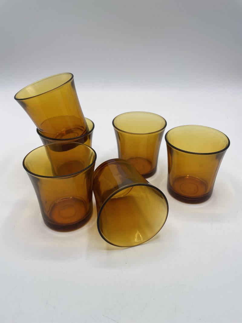 Lot de 6 gobelets à eau vintage verre ambré Duralex – Image 4