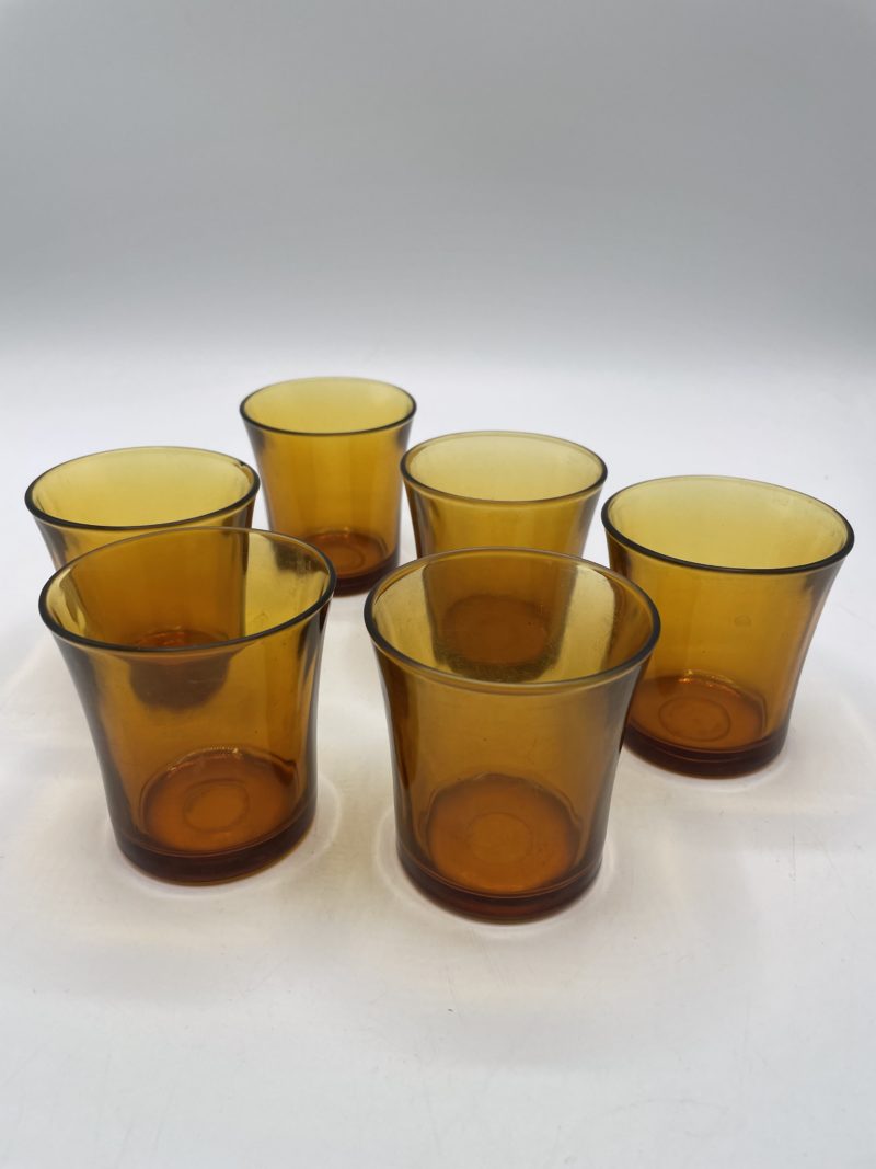 Lot de 6 gobelets à eau vintage verre ambré Duralex – Image 3