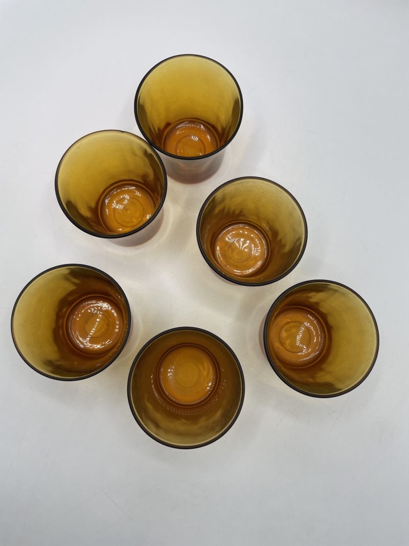 Lot de 6 gobelets à eau vintage verre ambré Duralex – Image 2