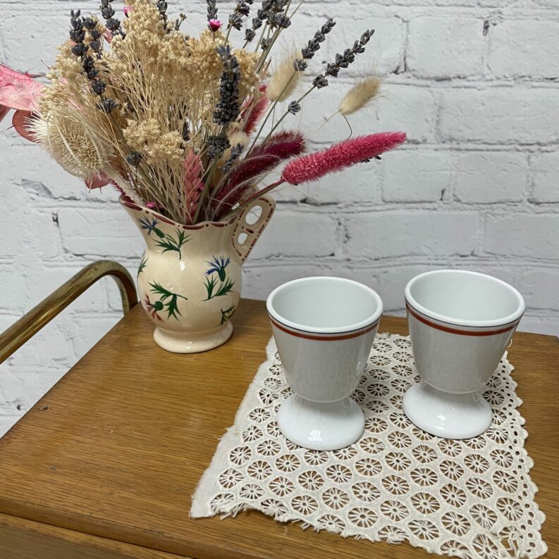 gobelet porcelaine auteuil paris vintage orange verre à pied