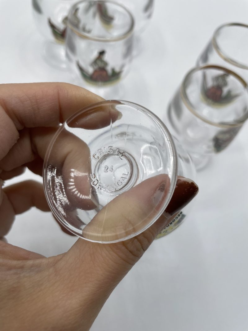 Lot de 6 verres ballons pour liqueur vintage Crisal Portugal – Image 6