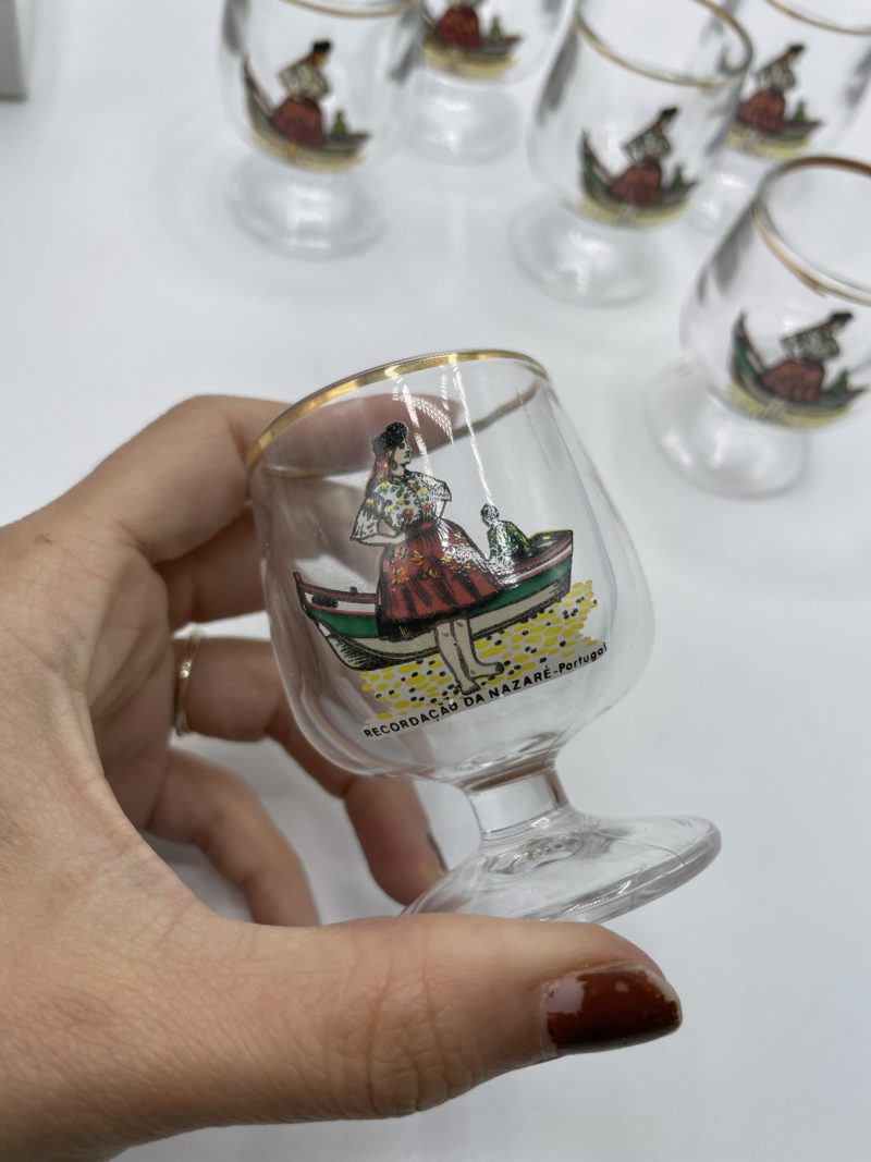 Lot de 6 verres ballons pour liqueur vintage Crisal Portugal – Image 4