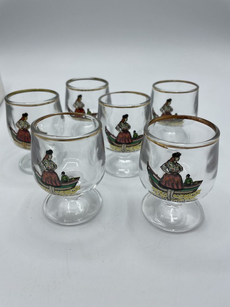 Lot de 6 verres ballons pour liqueur vintage Crisal Portugal – Image 3