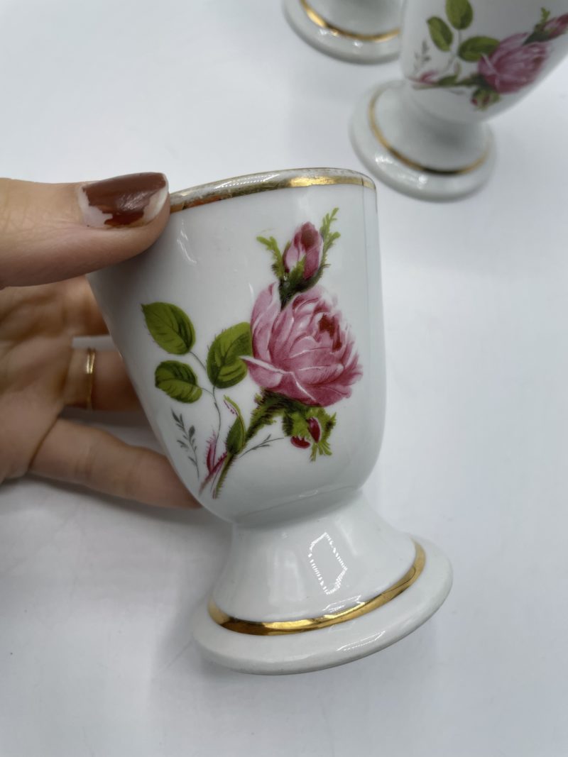 Lot de 3 mazagrans vintage romantiques porcelaine Toupet – Image 3