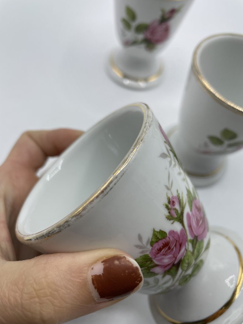 Lot de 3 mazagrans vintage romantiques porcelaine Toupet – Image 4
