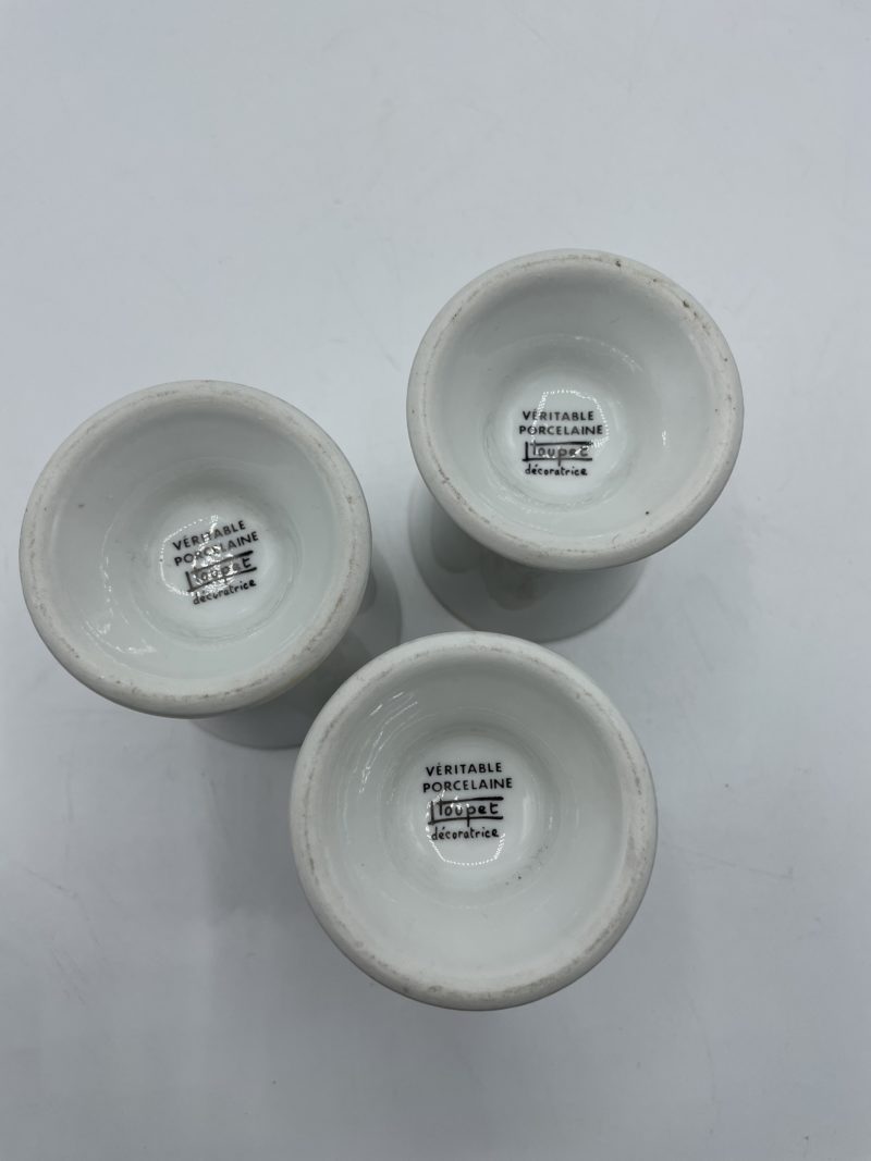 Lot de 3 mazagrans vintage romantiques porcelaine Toupet – Image 5