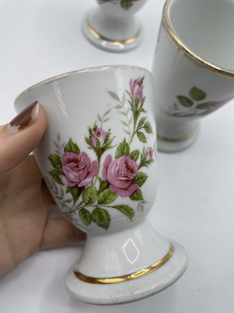Lot de 3 mazagrans vintage romantiques porcelaine Toupet – Image 6