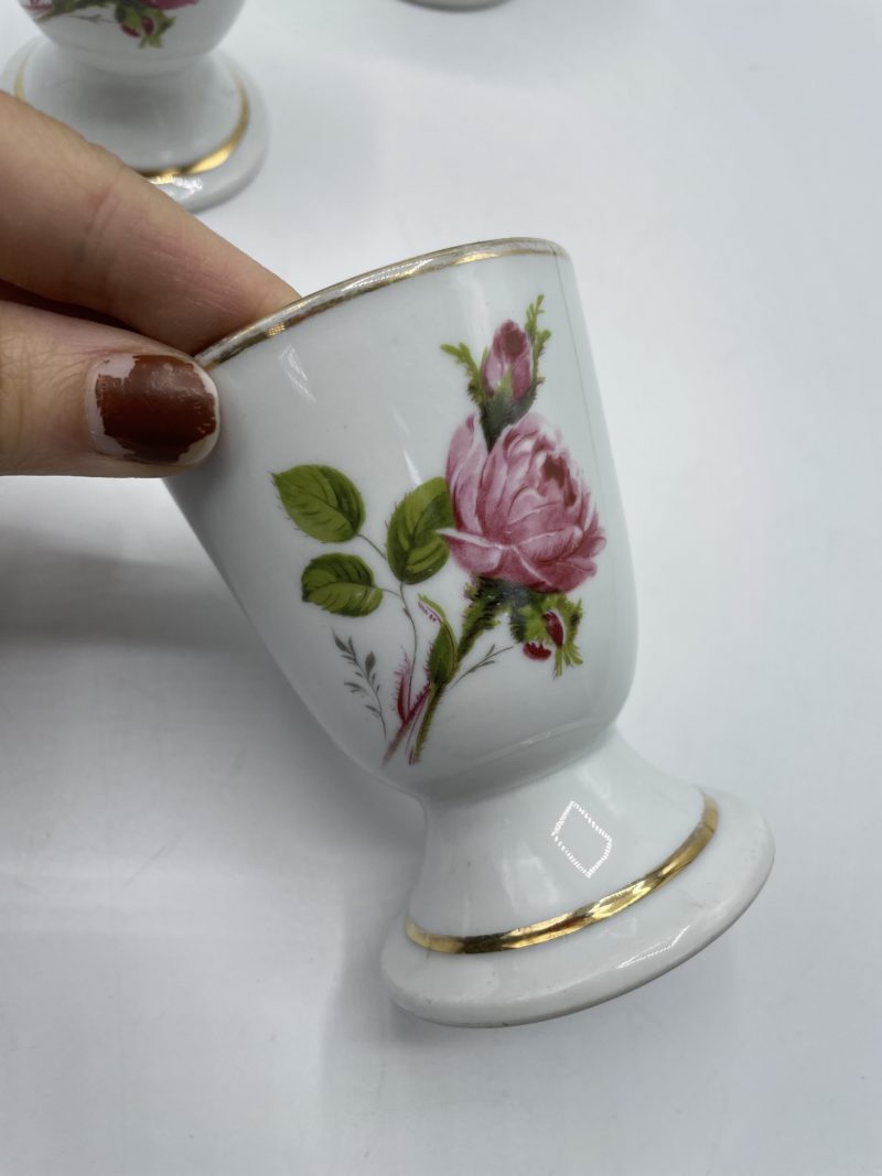 Lot de 3 mazagrans vintage romantiques porcelaine Toupet – Image 8