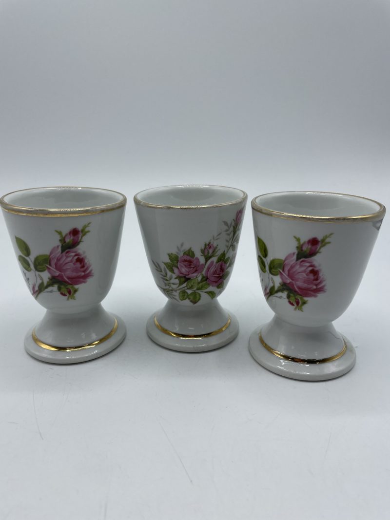 Lot de 3 mazagrans vintage romantiques porcelaine Toupet – Image 2