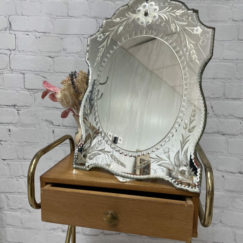 mioir venitien vintage bords biseautes gravure deco