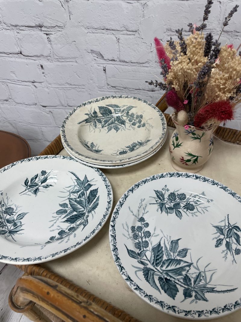 service vaisselle vintage badonviller mure assiettes bleues