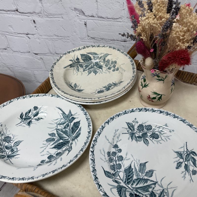 service vaisselle vintage badonviller mure assiettes bleues