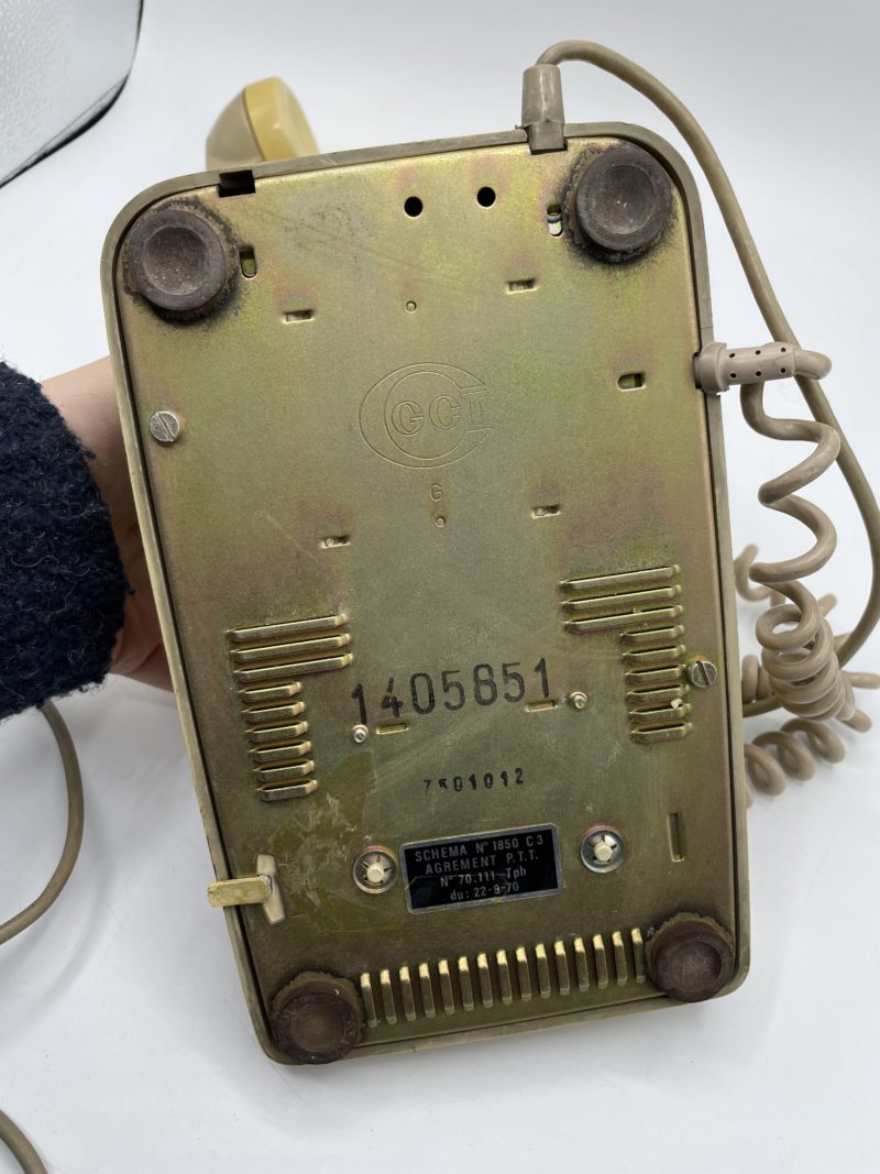Ancien téléphone à cadran ITT CGT vintage beige – Image 5