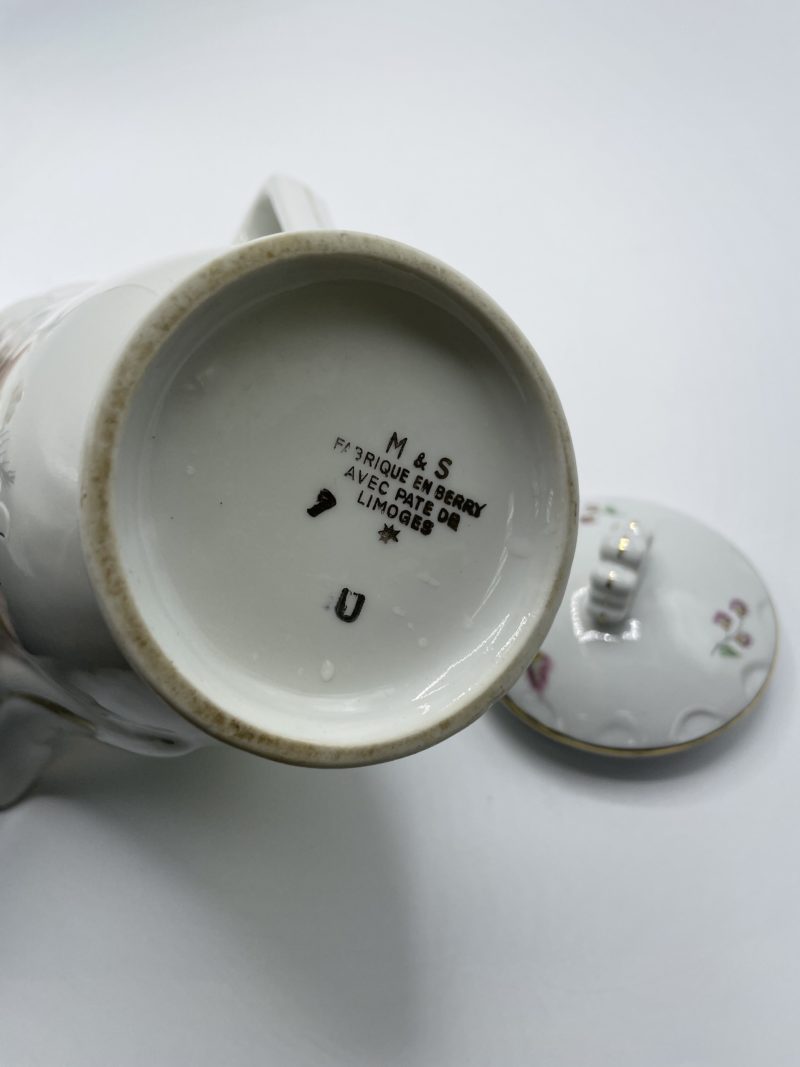 Duo théière et sucrier M & S pâte de Limoges fabriqués en Berry – Image 12