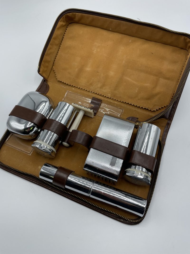 Vanity set de toilette de voyage vintage chrome – Image 5