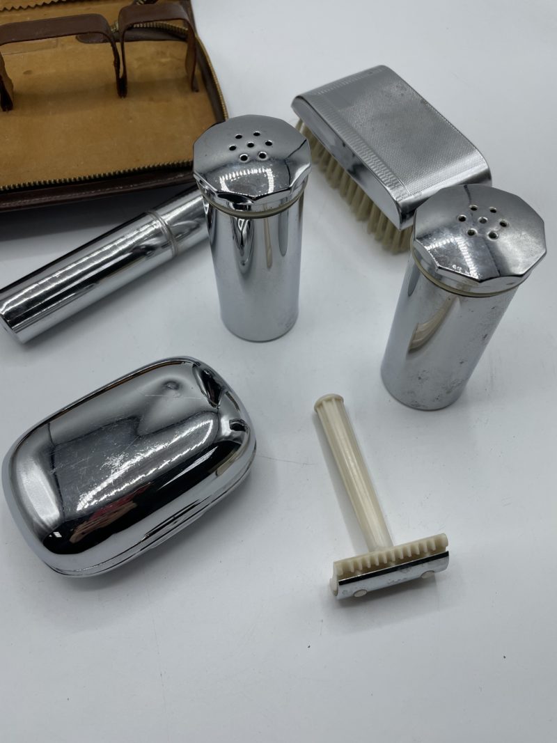 Vanity set de toilette de voyage vintage chrome – Image 2