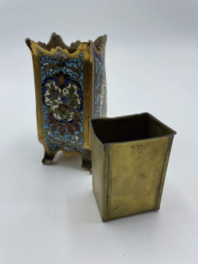 Petit vase vintage cloisonné en laiton – Image 9
