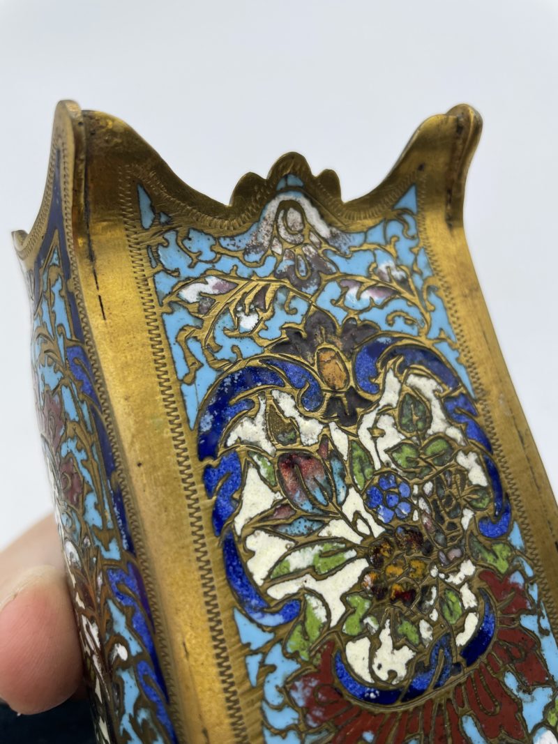 Petit vase vintage cloisonné en laiton – Image 3