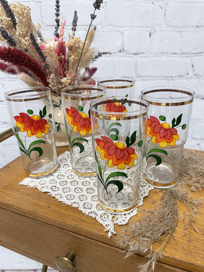 verre gibelet vaisselle vintage fleur thailande asie asiatique
