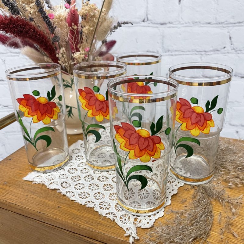 verre gibelet vaisselle vintage fleur thailande asie asiatique