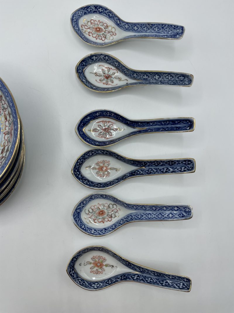 Lot de 6 bols chinois et 6 cuillères bleu dragon – Image 5